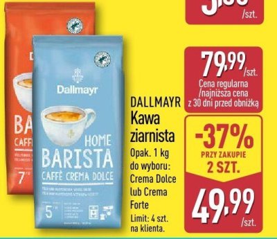 Kawa ziarnista Dallmayr Home Barista Caffe Crema Dolce lub Crema Forte promocja w Aldi