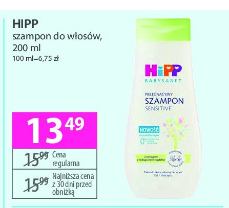 Szampon sensitiv dla niemowląt Hipp babysanft promocja