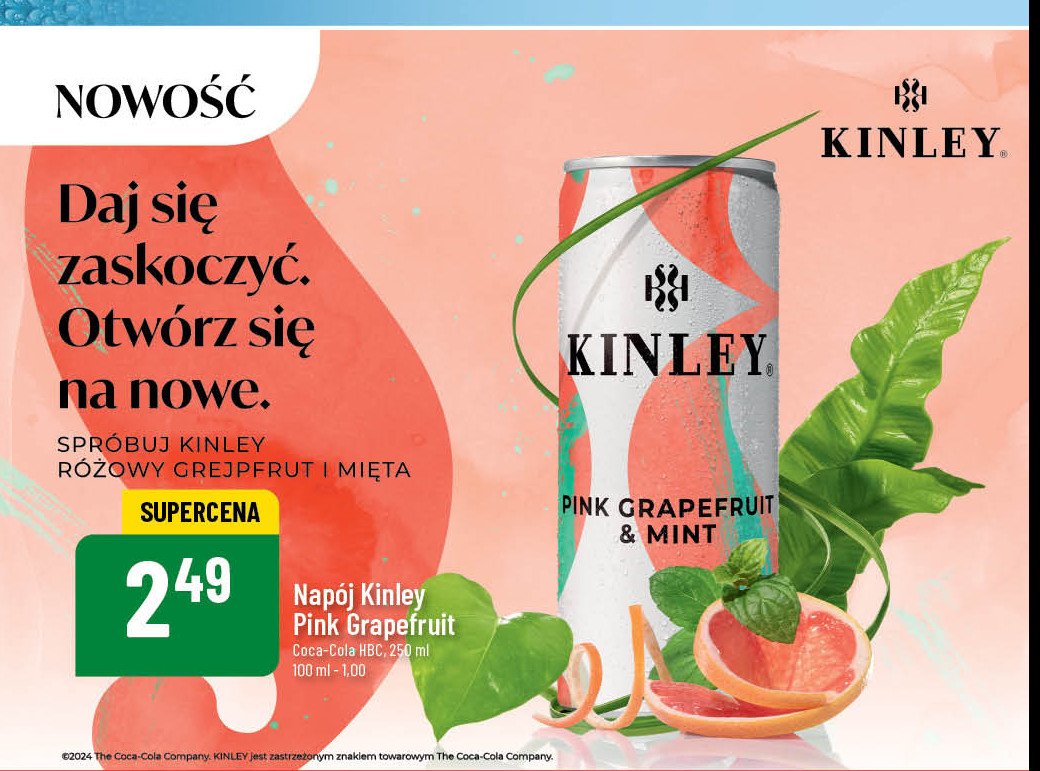 Napój pink grapefruit & mint Kinley promocja