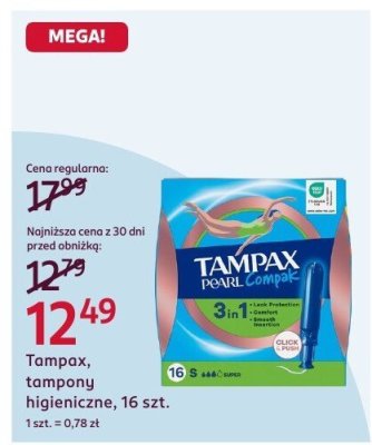 Tampony higieniczne Tampax, tampony higieniczne, 16 szt. promocja w Rossmann