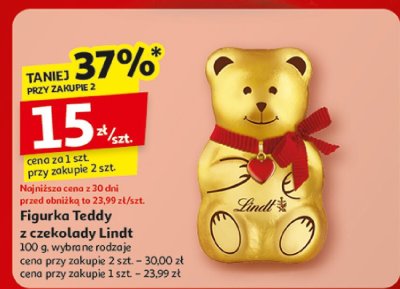 Figurka Teddy z czekolady Lindt 100g wybrane rodzaje promocja w Auchan