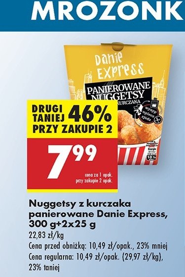 Nuggetsy z piersi kurczaka panierowane + 2 sosy Danie express promocja w Biedronka