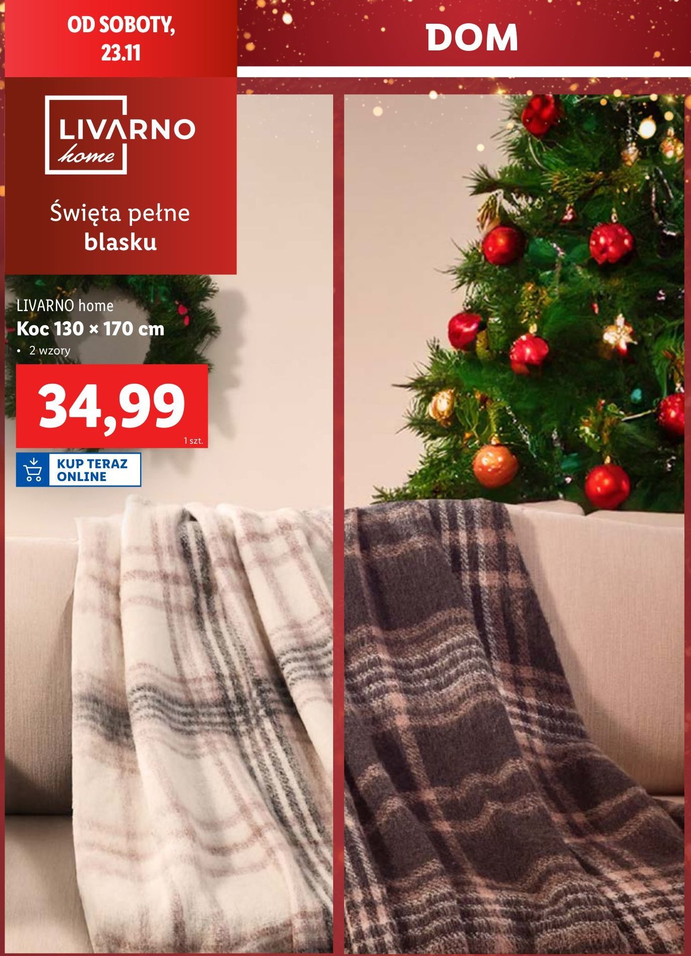 Koc polarowy 130 x 170 cm LIVARNO HOME promocja w Lidl