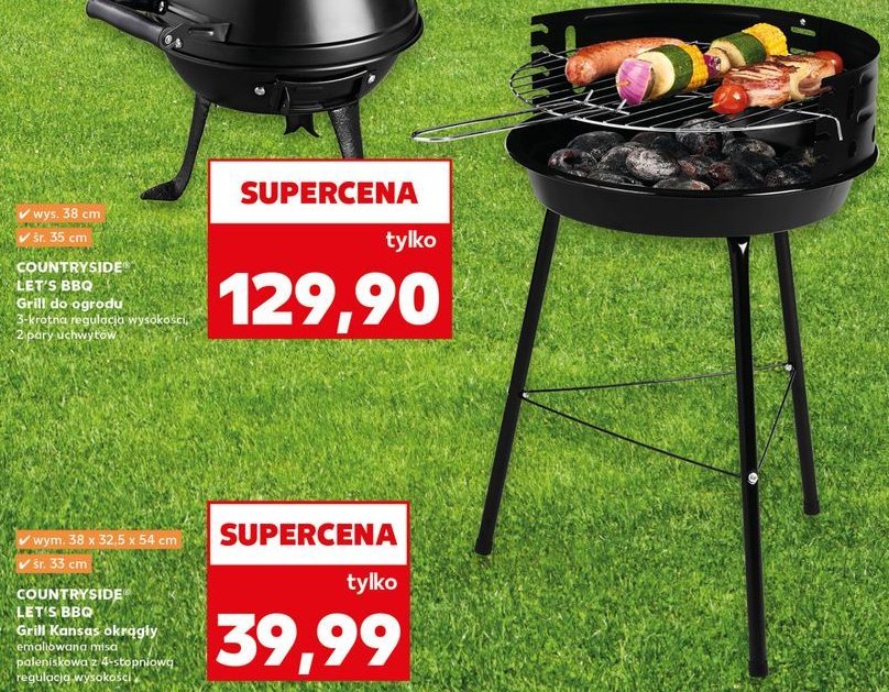 Grill okrągły kansas 33 cm K-classic let's bbq promocja w Kaufland