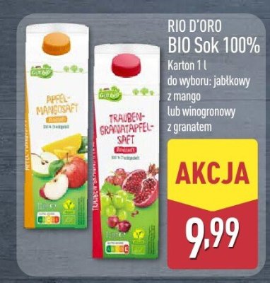 Sok 100% BIO winogronowy z granatem 1 l  promocja w Aldi