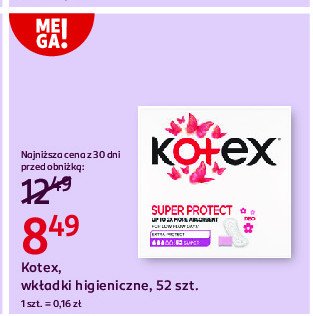 Wkładki higieniczne super protect KOTEX promocja w Rossmann