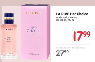 Woda perfumowana Her Choice dla kobiet promocja w Rossmann