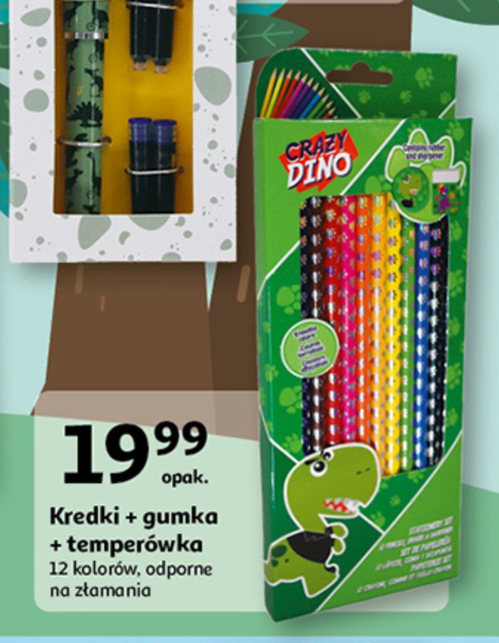 Kredki 12 kolor贸w + gumka + temper贸wka crazy dino KIDS EUROSWAN promocja