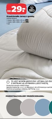 Prześcieradło Jersey z gumką 220×200×25 cm promocja w Netto