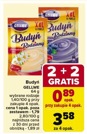 Budyń borówkowy Gellwe promocja w Carrefour Market