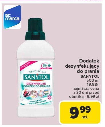 Płyn dodatek dezynfekujący do prania Sanytol promocja w Carrefour Market