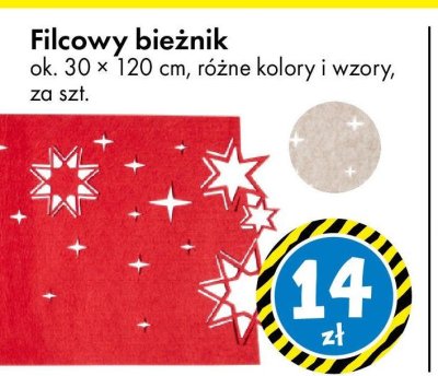 Filcowy bieżnik ok. 30 x 120 cm, różne kolory i wzory promocja w Tedi