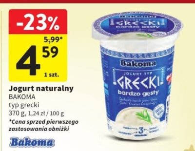 Jogurt naturalny Bakoma typ grecki promocja w Intermarche