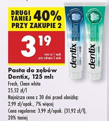 Pasta do zębów mouthwash fresh Dentix promocja w Biedronka