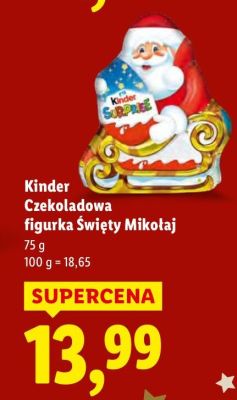 Czekolada Kinder Czekoladowa figurka Święty Mikołaj promocja w Lidl
