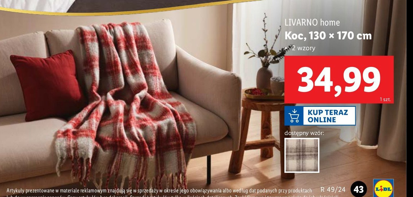 Koc z mikrofibry 130 x 170 cm LIVARNO HOME promocja