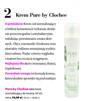 Lekki krem normalizujący Pure by clochee promocja