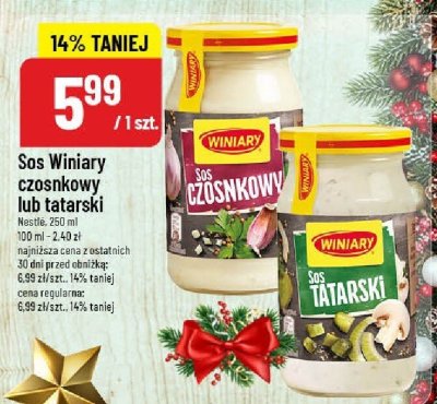 Sos Winiary czosnkowy lub tatarski Nestle promocja w POLOmarket