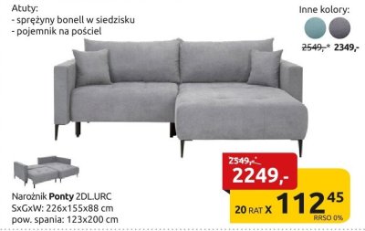 Narożnik Ponty 2DLURC promocja w Black Red White