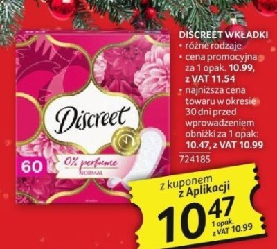 Wkładki higieniczne Discreet różne rodzaje promocja w Selgros