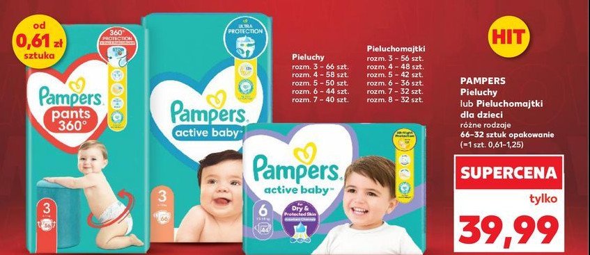 Pieluszki dla dzieci extra large Pampers active baby promocja w Kaufland