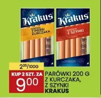 Parówki 200g kurczaka, z szynki Krakus promocja w Wafelek