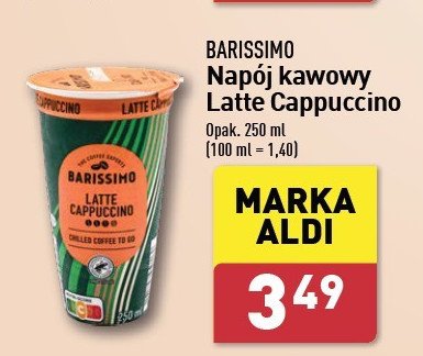 Napój kawowy Barissimo latte cappuccino promocja w Aldi