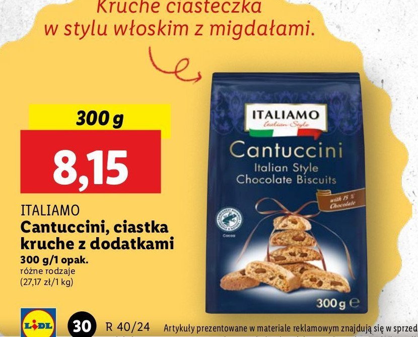 Włoskie ciastka cantuccini czekoladowe Italiamo promocja