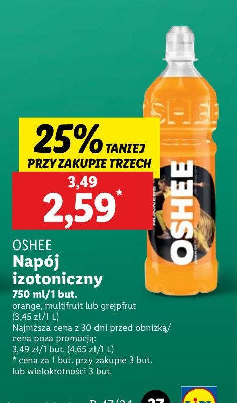 Napój izotoniczny grapefruit Oshee promocja w Lidl