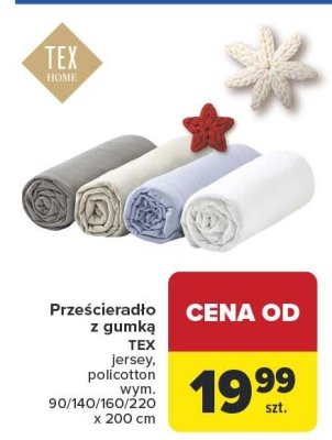 Prześcieradło z gumką TEX, 100% poliCotton, różne kolory, 90/140/160/220 x 200 cm promocja w Carrefour