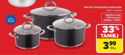 Garnki nierdzewne kolorowe różne rodzaje promocja w Carrefour
