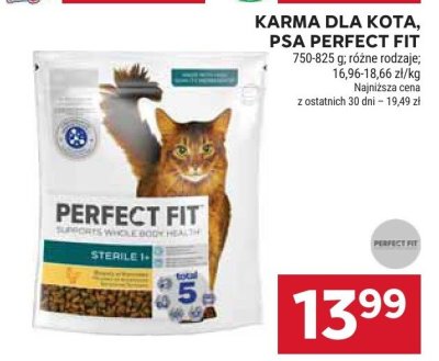 Karma dla kota, psa Perfect Fit 750-825 g, różne rodzaje; 16,96-18,66 zł/kg promocja w Stokrotka