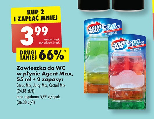 Kostka toaletowa citrus mix Agent max active & clean promocja