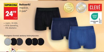 Bokserki męskie CLEVÉ, 3-pak promocja w Biedronka