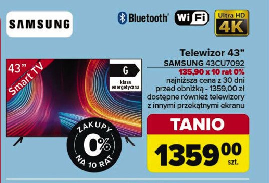 Telewizor 43'' 43cu7092 Samsung promocja