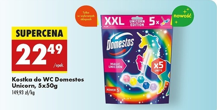 Kostki do wc magic unicorn Domestos promocja w Biedronka