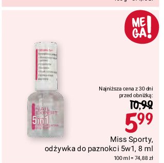 Odżywka do paznokci 5w1 Miss sporty nail expert promocja