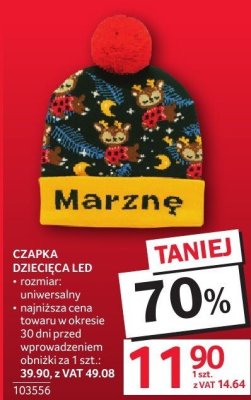 Czapka dziecięca LED promocja w Selgros