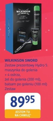 Zestaw prezentowy WILKINSON SWORD Hydro 5: maszynka do golenia + 4 ostrza, żel do golenia (200 ml), balsam po goleniu (100 ml) promocja w Drogerie DM