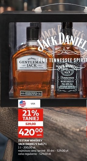 Whiskey JACK DANIEL'S TENNESSEE + GENTLEMAN JACK+ SINGLE BARREL promocja w Stokrotka