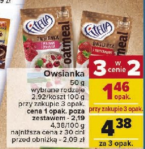 Owsianka z mlekiem i truskawkami Fitella oatmeal promocja