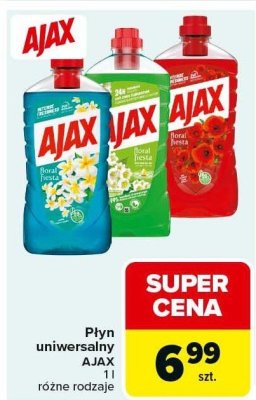 Płyn uniwersalny AJAX 1l różne rodzaje promocja w Carrefour