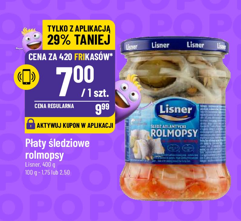 Płaty śledziowe rolmopsy Lisner promocja