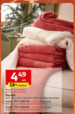 Ręcznik, wym. 50 x 100 cm, 500 g/m², 100% bawełny, dwa kolory promocja w Auchan