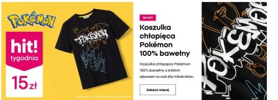Koszulka chłopięca Pokémon 100% bawełny czarna z nadrukiem promocja w Pepco