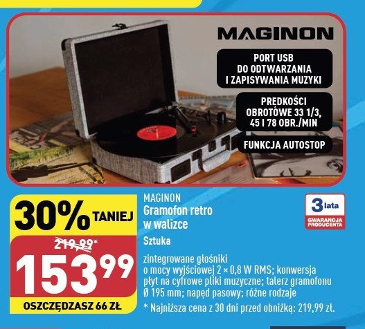 Gramofon retro Maginon promocja
