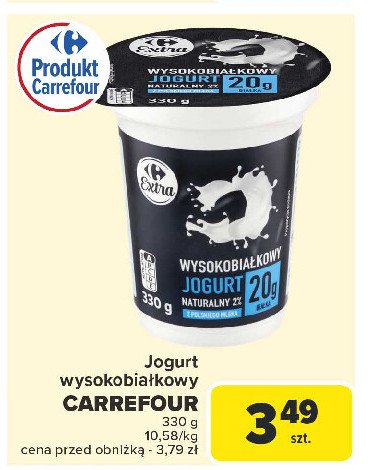 Jogurt naturalny wysokobiałkowy Carrefour extra promocja