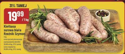 Kiełbasa surowa biała Rzeźnik Szymon promocja w POLOmarket
