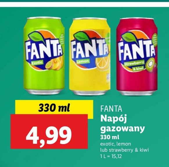 Napój strawberry & kiwi Fanta promocja w Lidl