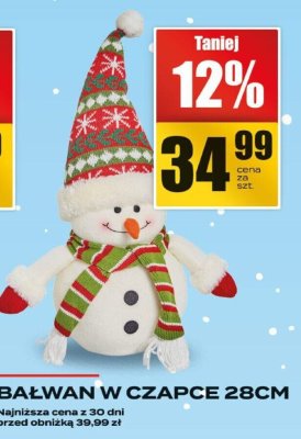 Bałwan w czapce 28cm promocja w Supeco